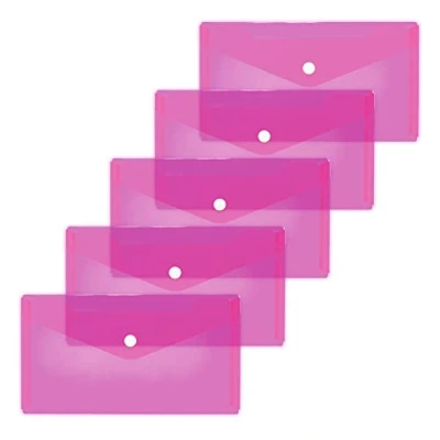 Imagen de HERMA 20039 Bolsas transparentes para documentos (22 x 12 cm, polipropileno, 5 unidades), color rosa