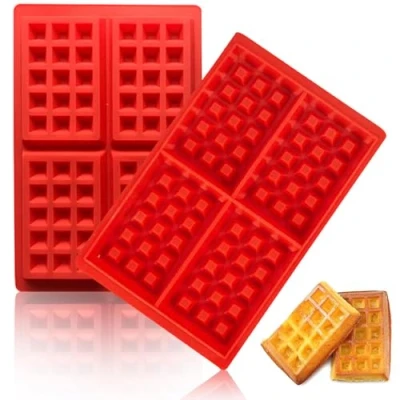 Imagen de 2 Pack Molde de silicona para gofres, gofres 4 cavidades antiadherente hacer en la cocina