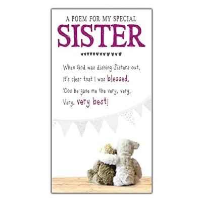 Imagen de Emotional Rescue Blessed Greetings Cards tarjeta de cumpleaños para hermana, dulce hermana dos osos