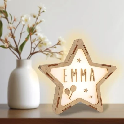 Imagen de WONDEE Vintiun Lámpara Personalizada de Mesita Noche Cosas/Regalos para Bebés Recién Nacidos Originales, Luz Nocturna Infantil Quitamiedos Estrella Regalos niños 0 1 2 3 4 5 6 7 8 9 10 años