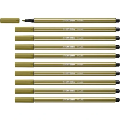 Imagen de Rotulador premium STABILO Pen 68 Caja con 10 unidades Color verde barro