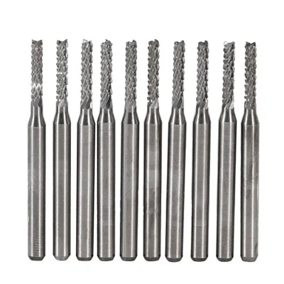 Imagen de Molino de extremo, 10 piezas 2 mm, brocas grabado carburo cementado, taladro tallado, cortador SMT/CNC/PCB, fresado, astilla, longitud total 37 mm