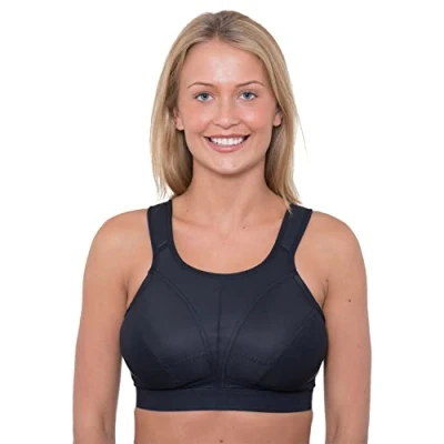 Imagen de Undercover sujetador deportivo sin aros y relleno, con tirantes anchos, extensor de gratuito D J Copas, Negro, 120G