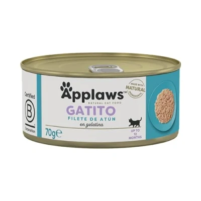 Imagen de Applaws Natural Wet Kitten Food, Atún en Jelly Tin, 70g (Pack de 24) (Embalaje puede variar)