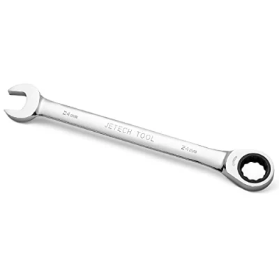 Imagen de Jetech Llaves de carraca 24mm, llave trinquete combinada, engranaje acero Cr V grado industrial acabado cromo pulido, métricas