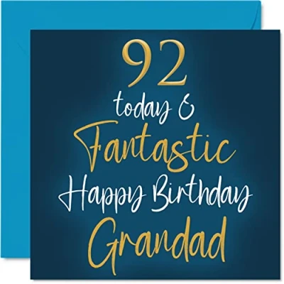 Imagen de fantásticas tarjetas de cumpleaños 92 para abuelo hoy y Tarjeta feliz nieto, nieta, abuelo, regalos 145 mm x