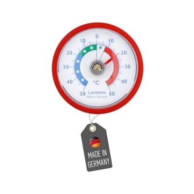 Imagen de Lantelme Termómetro autoadhesivo para frigorífico, también congelador, mostrador compartimento de refrigerador, pegar, bimetálico y analógico (rojo)