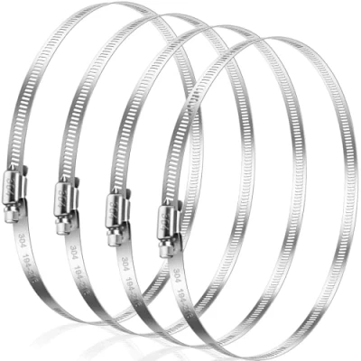 Imagen de Bolatus abrazaderas de manguera 194 216 mm, 4 unidades, acero inoxidable 304, tornillo ajustables, surtido para piscina, tubo ventilación, escape