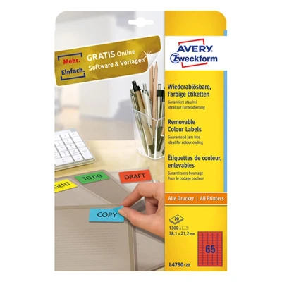 Imagen de AVERY Zweckform Stick&amp;Lift Etiketten, 38,1 x 21,2 mm, rot
