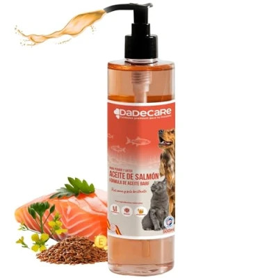 Imagen de Aceite de Salmon Perros y Gatos 500ML Omega 3 6 9, Vitamina E Camelina Linaza, Refuerza Sistema Inmune, Pelaje Fuerte, Articulaciones Ingredientes Naturales, Dietas Barf
