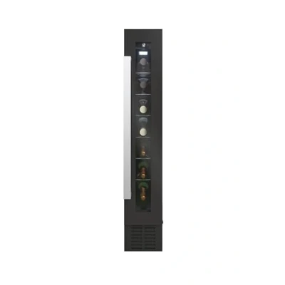 Imagen de Candy DiVino CCVB 15/1, Vinoteca Integrable Estrecha, 20L, 7 Botellas, Puerta Reversible, 6 Baldas, Tratamiento Anti UV, Compresor Antivibraciones, LED, Temperatura 5º a 18º, 39DB, Clase C, Negro