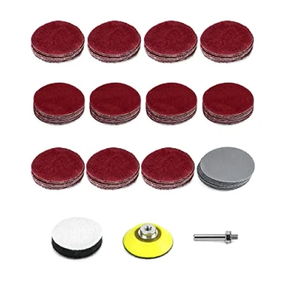 Imagen de QWORK 120 Piezas Discos de lijado, Almohadilla Hook and Loop 50 mm con Eje metal 1/4&quot; y 1 pieza espuma suave, 40 80 100 240 400 800 1000 1200 1500 2000 3000 granos