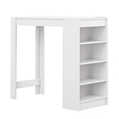 Imagen de TEMAHOME Aravis Mesa Bar con Almacenamiento, Tablero de Partículas Melamina, Blanco, 115 x 50 102.7 cm