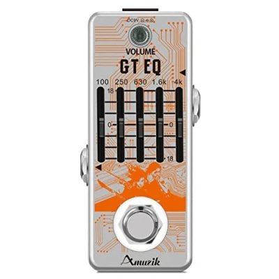 Imagen de Amuzik Ecualizador de guitarra 5 bandas, paramétrico, compensador frecuencia ± 18 dB para mini tamaño, True Bypass
