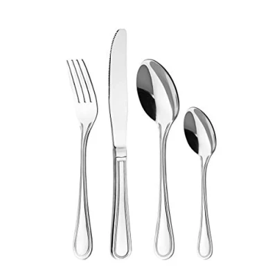 Imagen de Otto Koning Frankfurt Juego de cubiertos acero inoxidable 16 piezasapto para lavavajillas. Con tenedor, cuchara, cuchillo y cuchara café. Una cubertería 4 personas, diseño clásico
