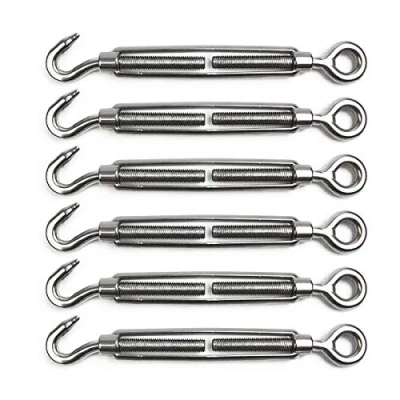 Imagen de POFET 6 piezas tensor de alambre acero inoxidable M4 torniquete ajustable gancho y ojo Set resistente