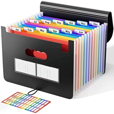 Imagen de Carpeta Clasificadora ABClife Archivador acordeón 12 Bolsillos de gran Capacidad soporte Extensible portátil Clasificador Documentos, A4 para Office School (12 Tapa)