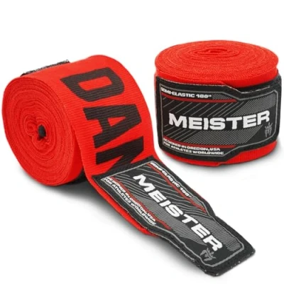 Imagen de Meister Bende Semi Elastiche da Adulto di 180 Pollici (457 cm) per MMA e Boxe (Coppia) Rosso Pericolo