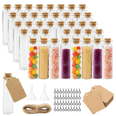 Imagen de MXTIMWAN 40pcs Botella de Vidrio Mini 20ml Pequeños Botellas Con Tapa Corcho para Invitados Bodas, Decoración, Fiesta, Especias y Mermelada