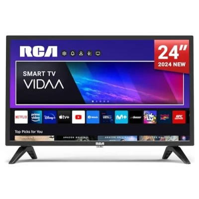 Imagen de RCA Smart TV 24 Pulgadas WiFi Televisor con LED Pantalla, LAN, App Store, Sintonizador Digital, Prime Video, Netflix, Youtube, DAZN, Disney+, Pluto y Más (VRS24HF1, 2024)
