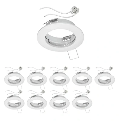 Imagen de ledscom.de 10 piezas marco para empotrar en el techo FERE blanco mate (LED/Halógeno/MR16/50mm) incl. casquillo GU5.3