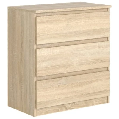 Imagen de meble masztalerz Cómoda 70 cm Sonoma Mat con 3 Cajones 70x78,5x39 Comoda Dormitorio Casa Oficina Cajonera Armario Interior Mueble Salon