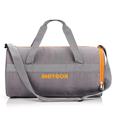 Imagen de Bolsa Deporte Viaje Gimnasio con Compartimento Separado para Zapatos Duffle Bag Hombre Mujer Ultraligera Plegable Deportiva 25 L Yoga Fin de Semana (Naranja/Gris, L)