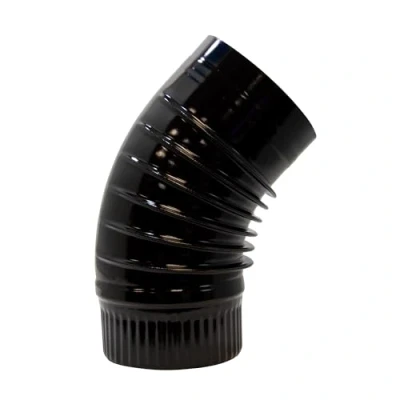 Imagen de S&amp;M 485220 Codo 45 en color negro vitrificado 900C Ø100 mm para conductos de estufas y chimeneas