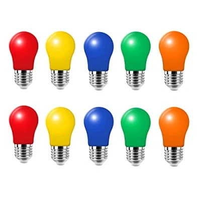 Imagen de Huamu Paquete de 10 bombillas LED color 3W E27 con tornillo bombilla multicolor para boda, Halloween, fiesta, Navidad, bar, ambiente decoración