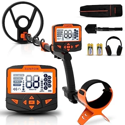 Imagen de SUNPOW Detector de Metales para Adultos y Niños, Profesional Multifuncional con Modo Pinpointer, IP68 Impermeable Fuerte Anti Interferencia, Chip DSP Avanzado,(OTMD09)