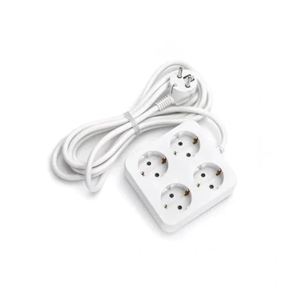Imagen de Regleta Cuadrada de 4 Tomas schuko sin Interruptor, 1,5 m, 3G, mm² Blanca, Base