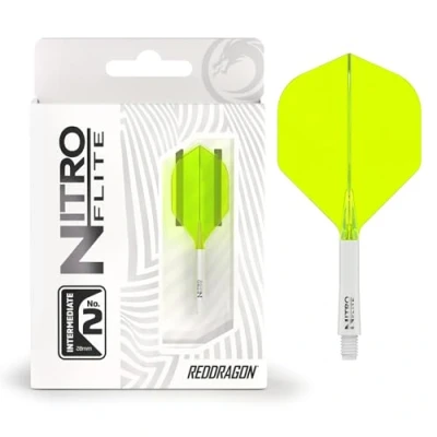 Imagen de RED DRAGON Dardos Nitro Flite Integrated Flight &amp; Shaft System No.2 Forma y diseño Color blanco amarillo, longitud intermedia
