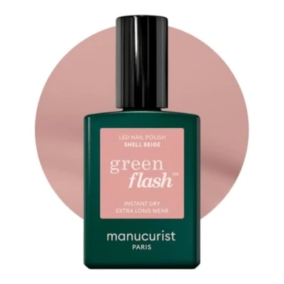 Imagen de Manucurist Green Flash Esmalte semipermanente blanco rosa de uñas en gel Shell Beige 12 free, origen orgánico (84%) Fabricado Francia 15 ml