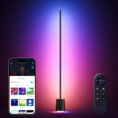 Imagen de Govee Lámpara de Pie Pro, LED RGBIC 2100 Lúmenes con Altavoz Bluetooth y Ruido Blanco, Funciona Alexa, 16 Millones Colores, Sincronización Música, Para Salón, Negro
