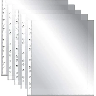 Imagen de OFITURIA® Fundas Perforadas Multitaladro para Folios A4 Plástico Transparente de Polipropileno Piel Naranja 100 unidades