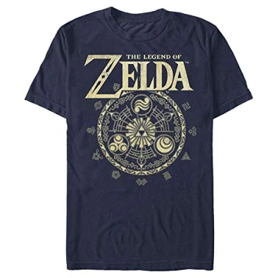 Imagen de Nintendo Legend of Zelda Symbolic Circle Camiseta, Azul Marino, S para Hombre