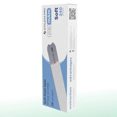 Imagen de Staleks Lima de uñas desechables papmam blanca para manicura y pedicura, base madera, grano 22 240 (25 unidades)