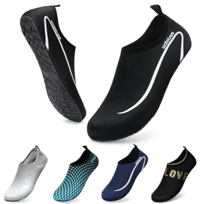 Imagen de WateLves Zapatos AcuáTicos Neutros Secos Antideslizantes Snorkel De Surf Descalzos Piscina Playa Agua Líneas Negras 42/43