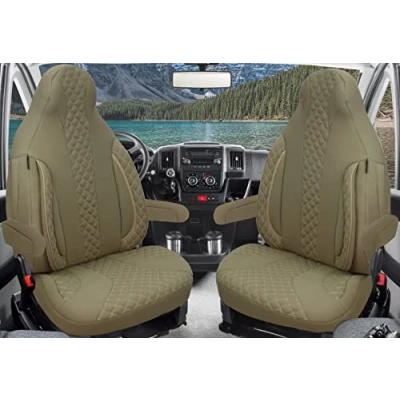 Imagen de BREMER SITZBEZÜGE Juego de 2 Fundas Protectoras para Asiento Conductor, compatibles con Ducato, Weinsberg, Adria, Dethleffs, Accesorios Autocaravana, Incluye reposabrazos