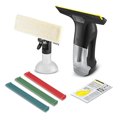 Imagen de Kärcher Window Vac WV 6 Plus Black Version, Limpiadora de ventanas y cristales a batería, duración batería 100 min, cargador rápido, botella pulverizadora, detergente concentrado 20 ml