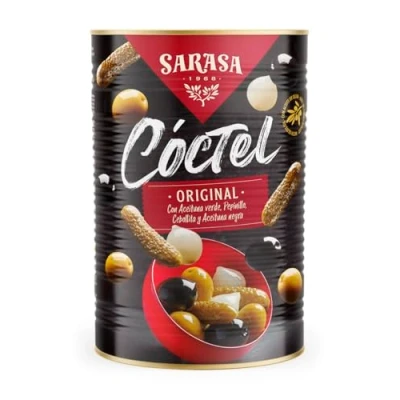 Imagen de Cóctel Mix de aceituna negra, verde, cebollita y pepinillo SARASA (PESO NETO 4200g ESCURRIDO 2500), 1 LATA)