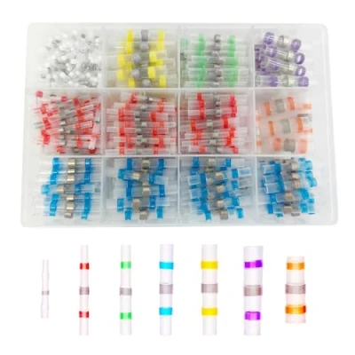 Imagen de 400pcs Terminales Eléctricos Termorretráctiles Conector Tope de Soldadura Aislado Impermeable con Tubo Termorretráctil Conectores Alambre Sellado Grado Marino Empalme a