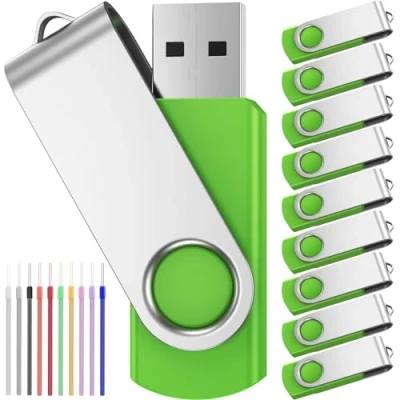 Imagen de 10 Piezas 8GB PenDrives Portátil Memoria USB 2.0 Giratorios Verde Pen Drive 8 GB Bonito Almacenamiento de Datos Flash para Música/Fotos / Mp3 Vídeo/Películas/Documentos by FEBNISCTE