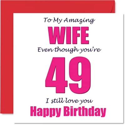 Imagen de Divertidas tarjetas de cumpleaños número 49 para esposa I Still Love You Tarjeta feliz parte del marido, pareja, regalos bromas esposa,