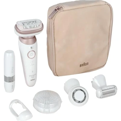 Imagen de Braun Silk épil 9 Flex depiladora facial para mujer con cabezal flexible de 360 depilación fácil, en húmedo y seco, capucha recortadora