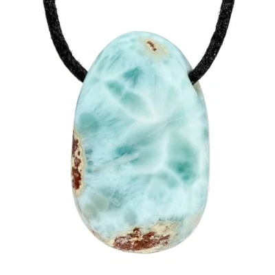 Imagen de Lebensquelle Plus Larimar Colgante de gota con inclusión piedras preciosas perforadas cinta algodón, Piedra,