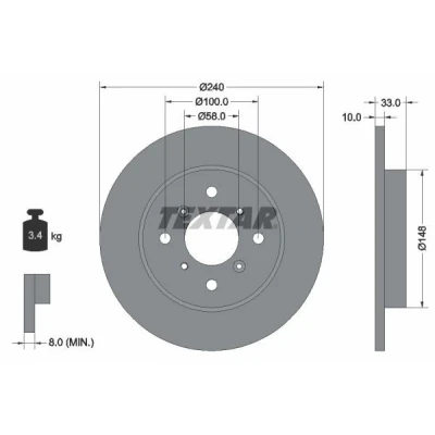 Imagen de TEXTAR 92153300 Disco de freno 240 10 04/08 100 macizo sin perno sujeción rueda, buje rueda SUZUKI: Baleno I Hatchback