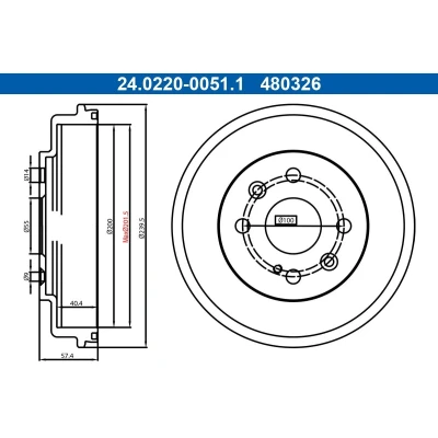 Imagen de ATE 24.0220 0051.1 Tambor de Freno 239,5mm MAZDA: 2 Hatchback