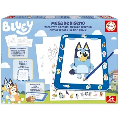 Imagen de Educa Mesa Diseño Bluey. ¡CREA, colorea y Decora con la Nueva Tableta de Dibujo Luminosa BLUEY! Más 25 Modelos Diferentes para Dibujar tantas Veces como Quieras. A Partir 5 años (20005)