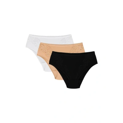 Imagen de WOL Bar 3 Pack Braguitas Clásicas para Mujer WB303, Beige Blanco Negro,L